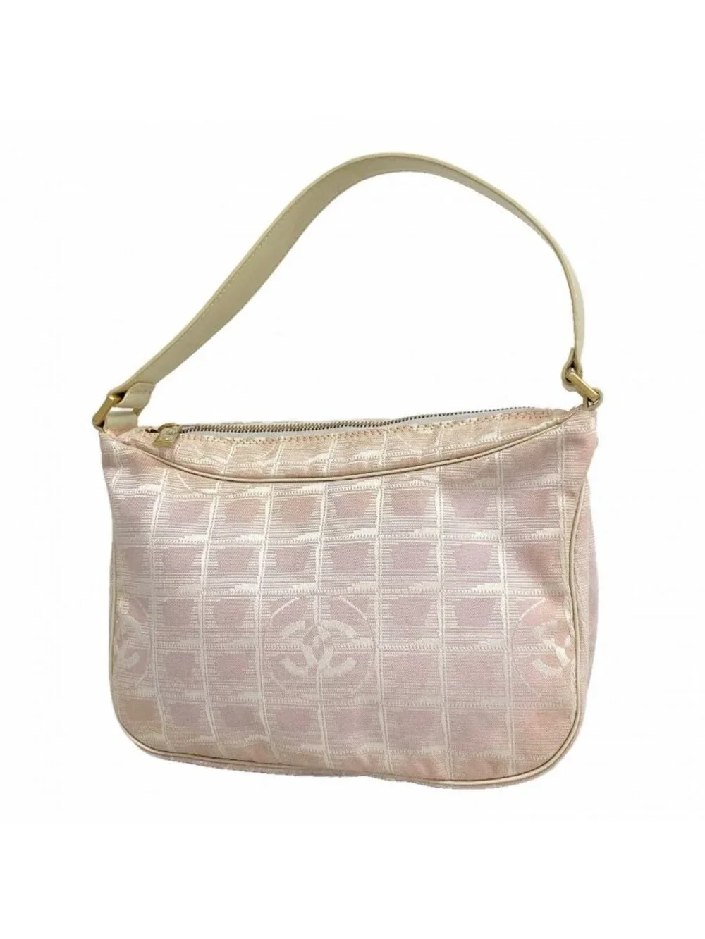 Chanel Shoulder Bag New Travel Nylon Pink Silver Champagne Gold